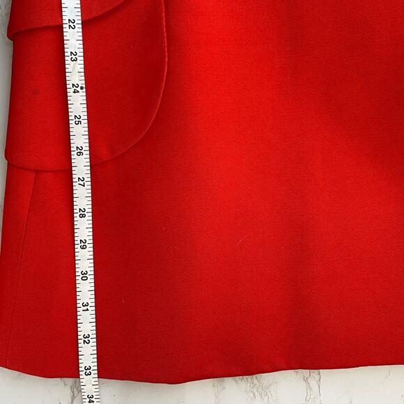 Vintage DEJAC PARIS Red Poplin Double Breasted Coat L + Betsey Johnson Pin - Picture 10 of 16